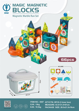 Magic magnetic park puzzle building block toys (magnetic ball track building blocks) 66pcs barreled