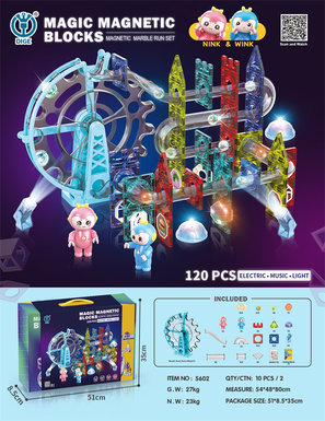 Magnetic ball track building blocks puzzle building block toys (electric lighting and music) 120PCS
