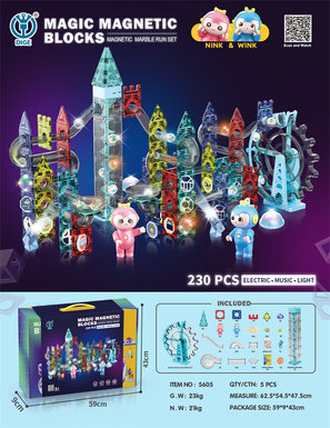 Magnetic ball track building blocks puzzle building block toys (electric lighting and music) 230PCS