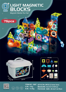 Magic magnetic park puzzle building block toys (magnetic lighting ball track building blocks) 75pcs barreled
