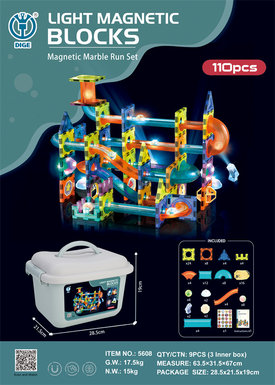 Magic magnetic park puzzle building block toys (magnetic lighting ball track building blocks) 110pcs barreled