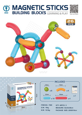 Magic Magnetic Wonderland Puzzle Building blocks Toys (Puzzle Magnetic rods Building blocks) 26pcs