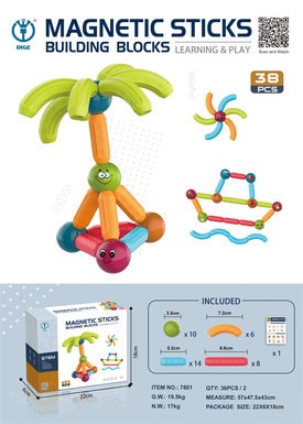 Magic Magnetic Wonderland Puzzle Building blocks Toys (Puzzle Magnetic rods Building blocks) 38pcs