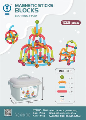 Magic magnetic park puzzle building block toy (puzzle magnetic rod building block) 102pcs barrel