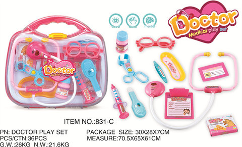 Suitcase / thermoplastic version of medical equipment, doctor's toys, family toys.