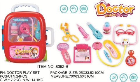 Pull rod box, medical equipment, doctor's toys, thermoplastic fitting of toys from house to house.