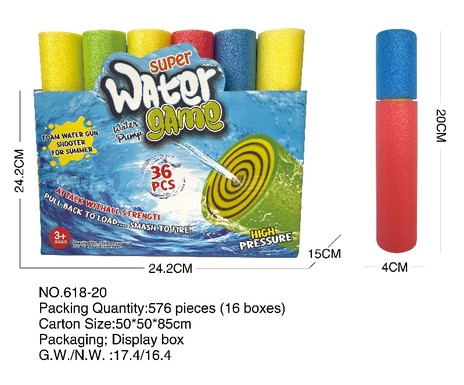 4*20CM EVA Water Cannon display Box / 36 Water Gun / Water play / Beach Toy Water Cannon Toy Summer Water pump Gun Toy