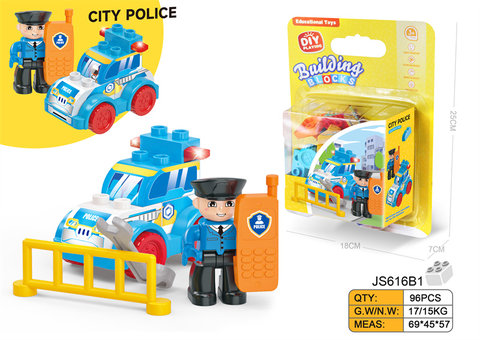 DIY creative police car is compatible with Lego desktop large particle building blocks educational educational building blocks educational toys (13PCS)