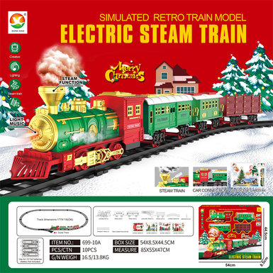 Classical steam electric rail train toys electric toys (train simulation sound + Christmas music)