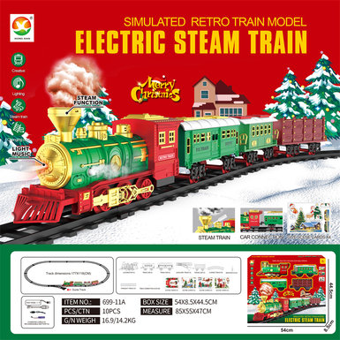 Classical steam charging rail train toys electric toys (train simulation sound + Christmas music)