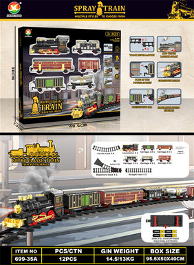 Classical steam electric rail train toys electric toys (train simulation sound, with lights, with spray)