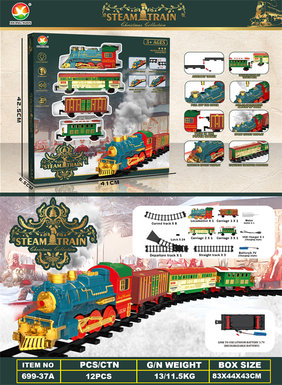 Classical steam charging rail train toys electric toys (train simulation sound + Christmas music)