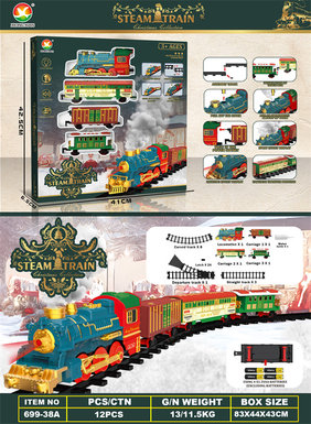 Classical steam electric rail train toys electric toys (train simulation sound + Christmas music)