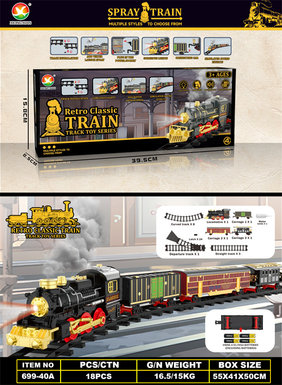 Classical steam electric rail train toys electric toys (train simulation sound, with lights, with spray)