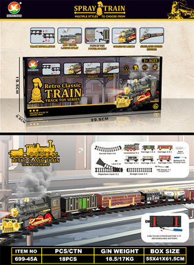 Classical steam rechargeable rail train toys electric toys (train simulation sound, with lights, with spray)