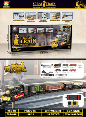 Classical steam electric rail train toys electric toys (train simulation sound, with lights, with spray)