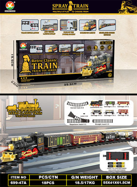Classical steam electric rail train toy electric toy (train simulation sound, with light)