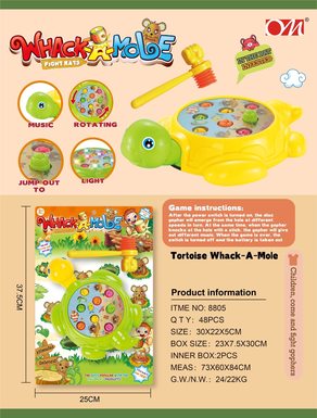 Music, lights, rotating, electric toy turtle, whacking a mole