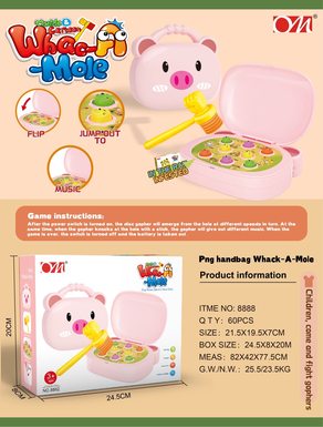 Pig handbag, whacking a mouse, electric toy