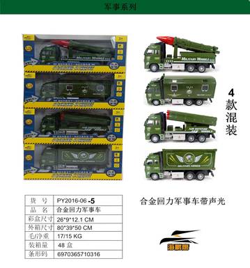 1:32 Alloy Pullback Car Model with Light and Music-Military Alloy Toy